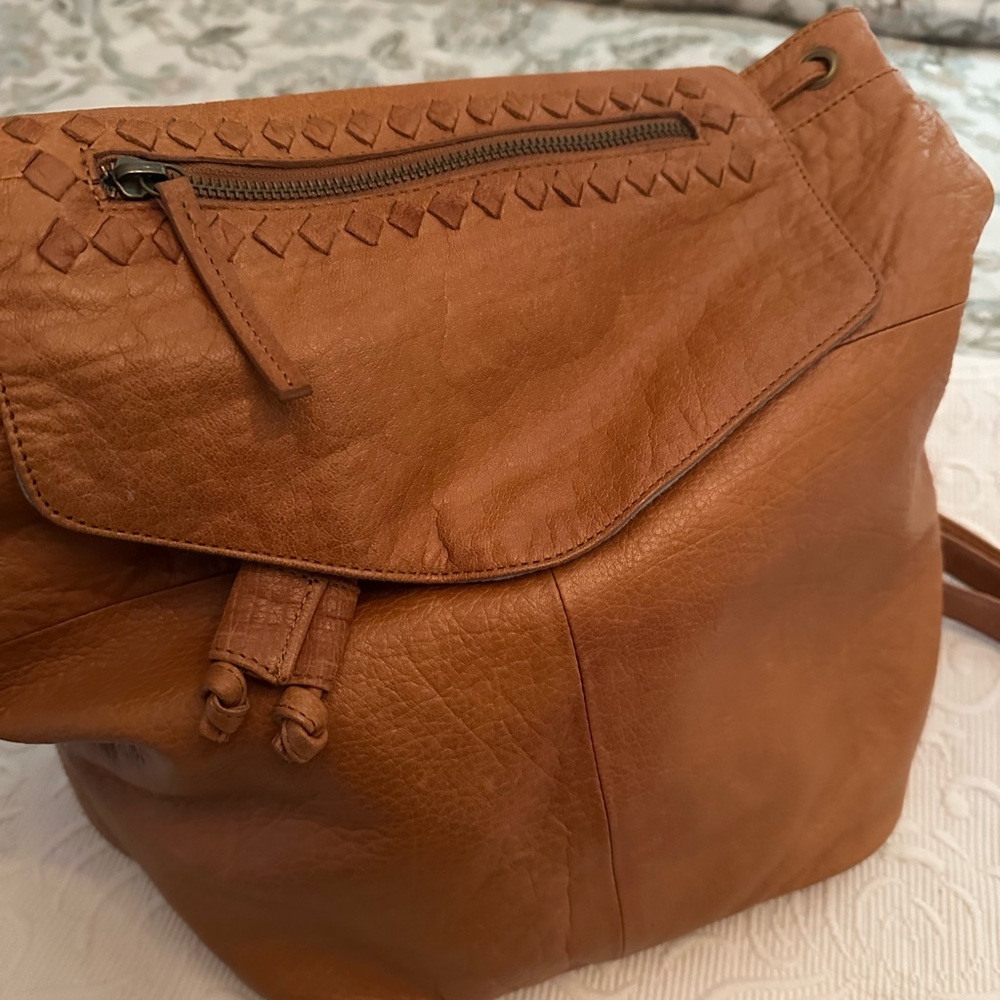 Elegant Tan Leather Women's Backpack
